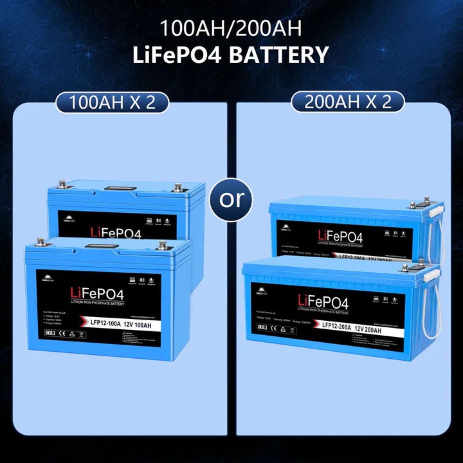 SunGold Power 3000W Inverter 12VDC Off Grid Solar Kit Solar Panel - 100AH/200AH LifeP04 Battery
