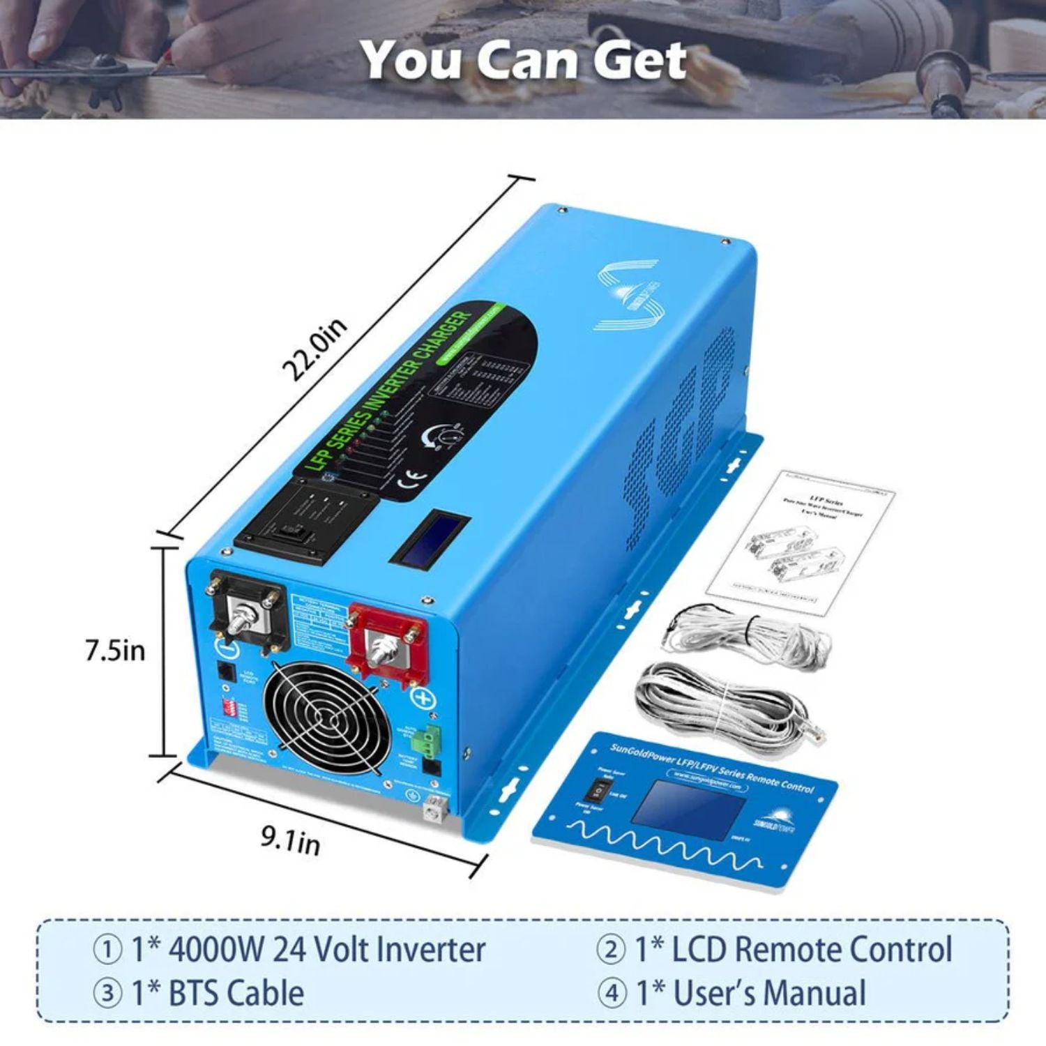 SunGold Power 4000W DC 24V Split Phase Pure Sine Wave Inverter With Charger dimensions