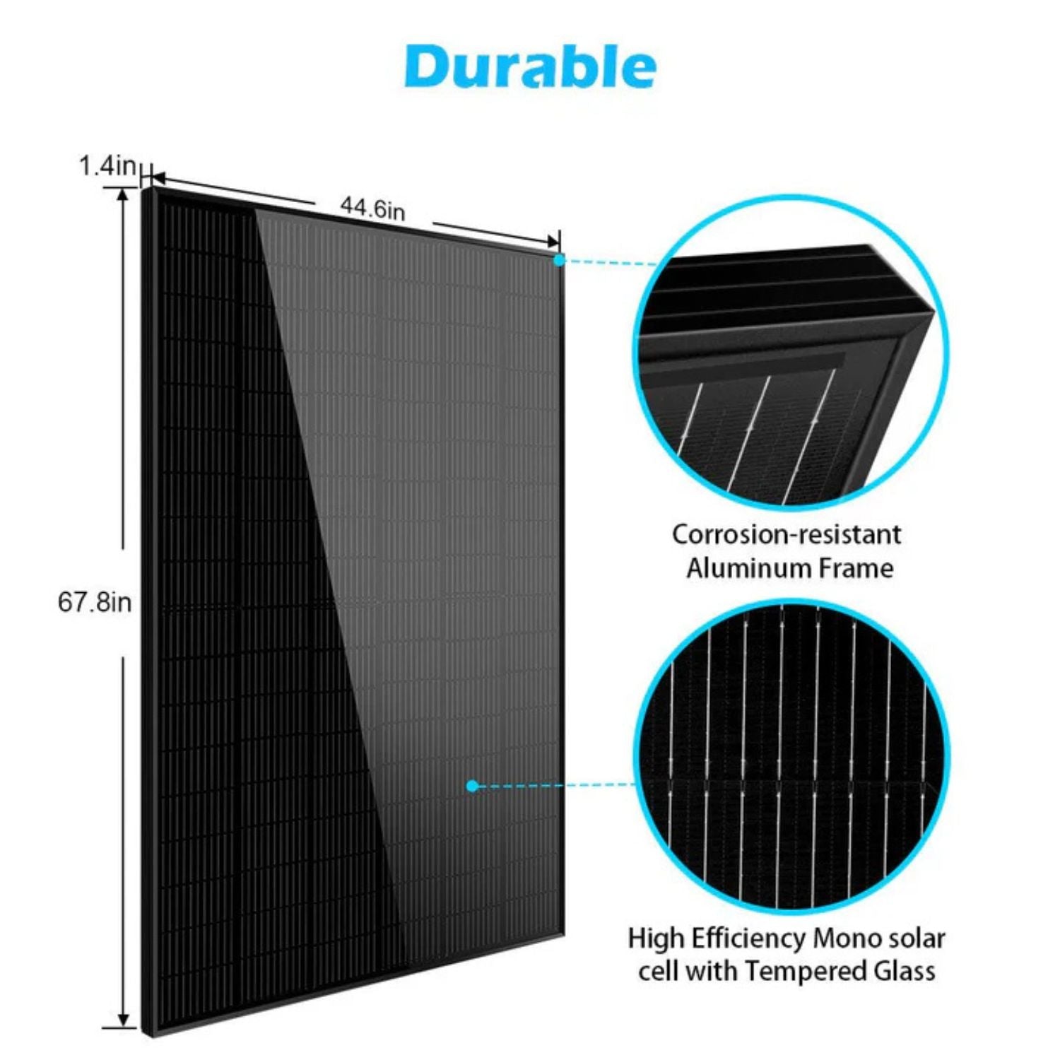 SunGold Power 415W Mono Black Solar Dimensions