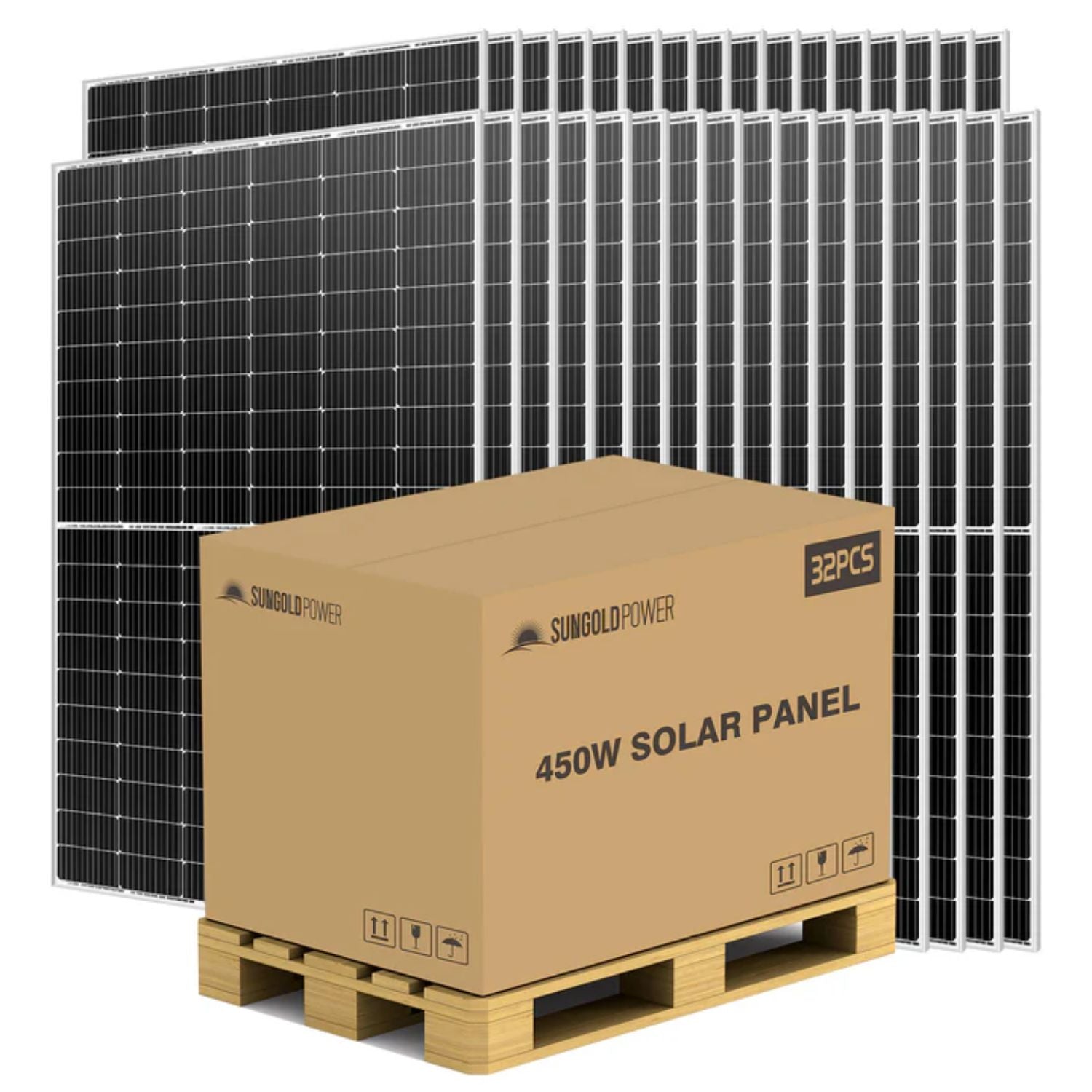 SunGold Power 450W Mono Perc Solar Panel Full Pallet (32 Panels)