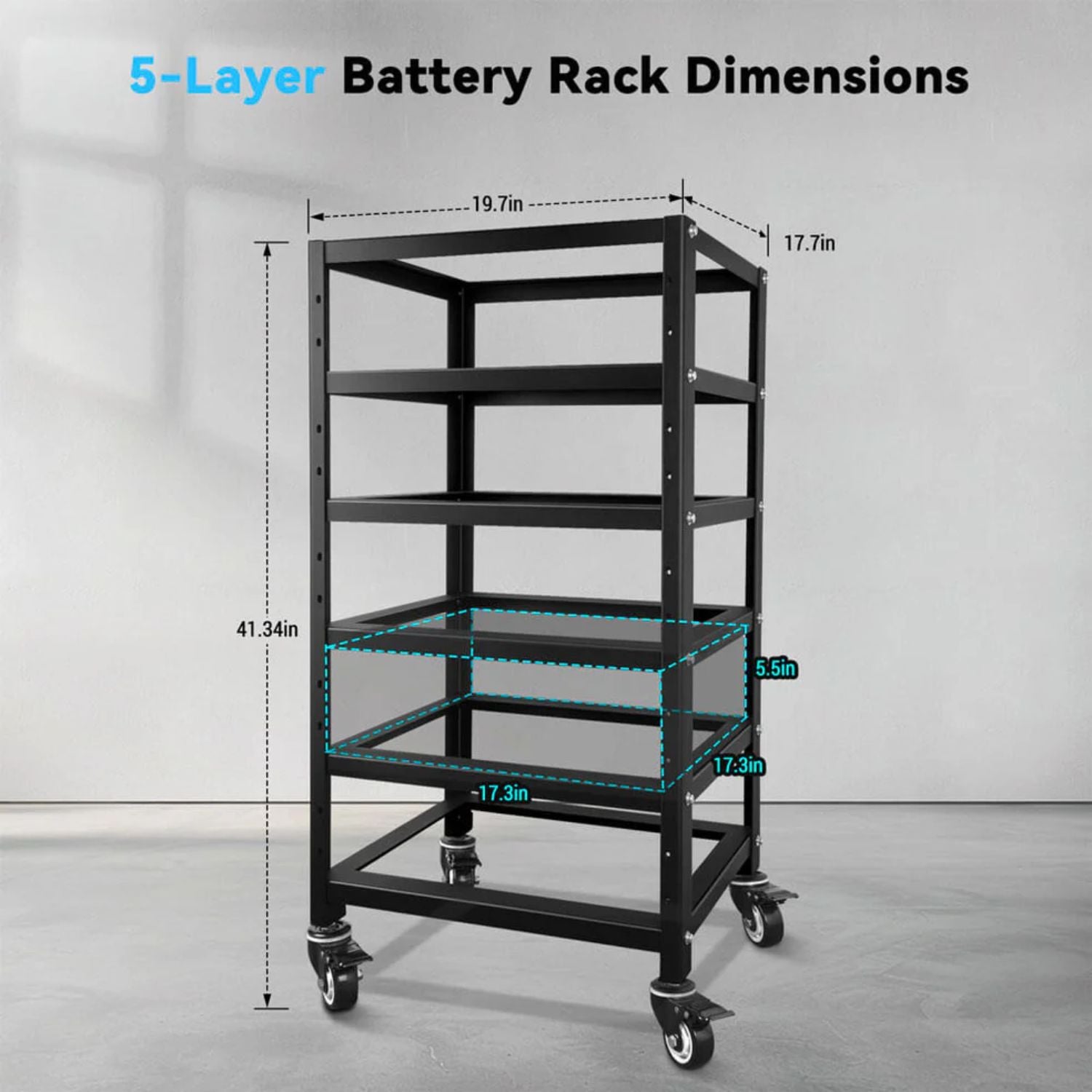 SunGold Power 5-Layer Battery Rack for 3U Server Rack Battery dimensions