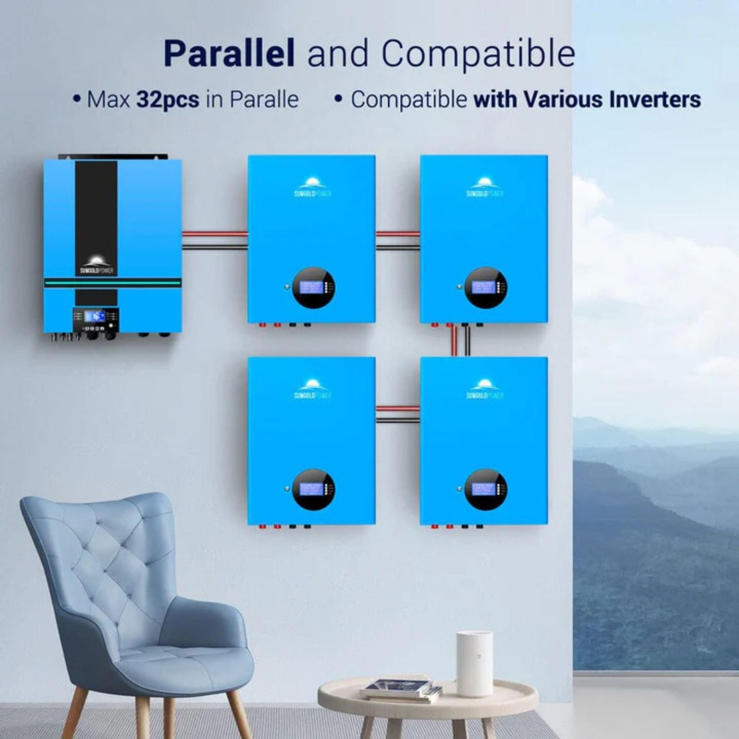 SunGold Power 5.12KWH Powerwall LiFePO4 Lithium Battery Parallel and Compatible