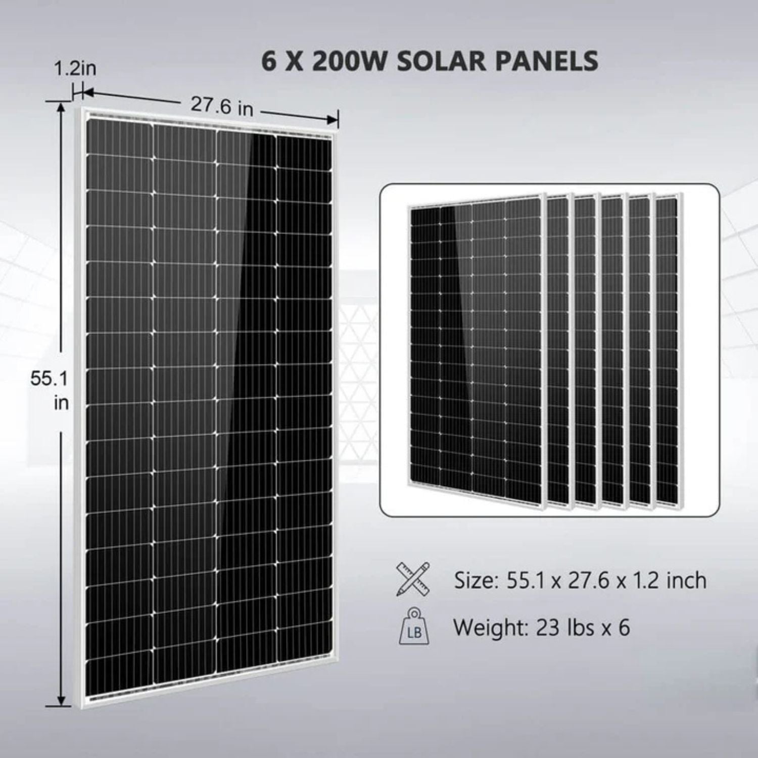 SunGold Power 5000W 48VDC Off-Grid Solar Kit SGM-5K5E - Six 200W Solar Panels