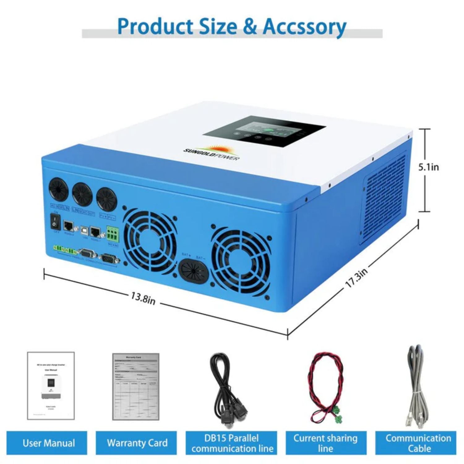 SunGold Power 5000W 48V Solar Charger Inverter Size
