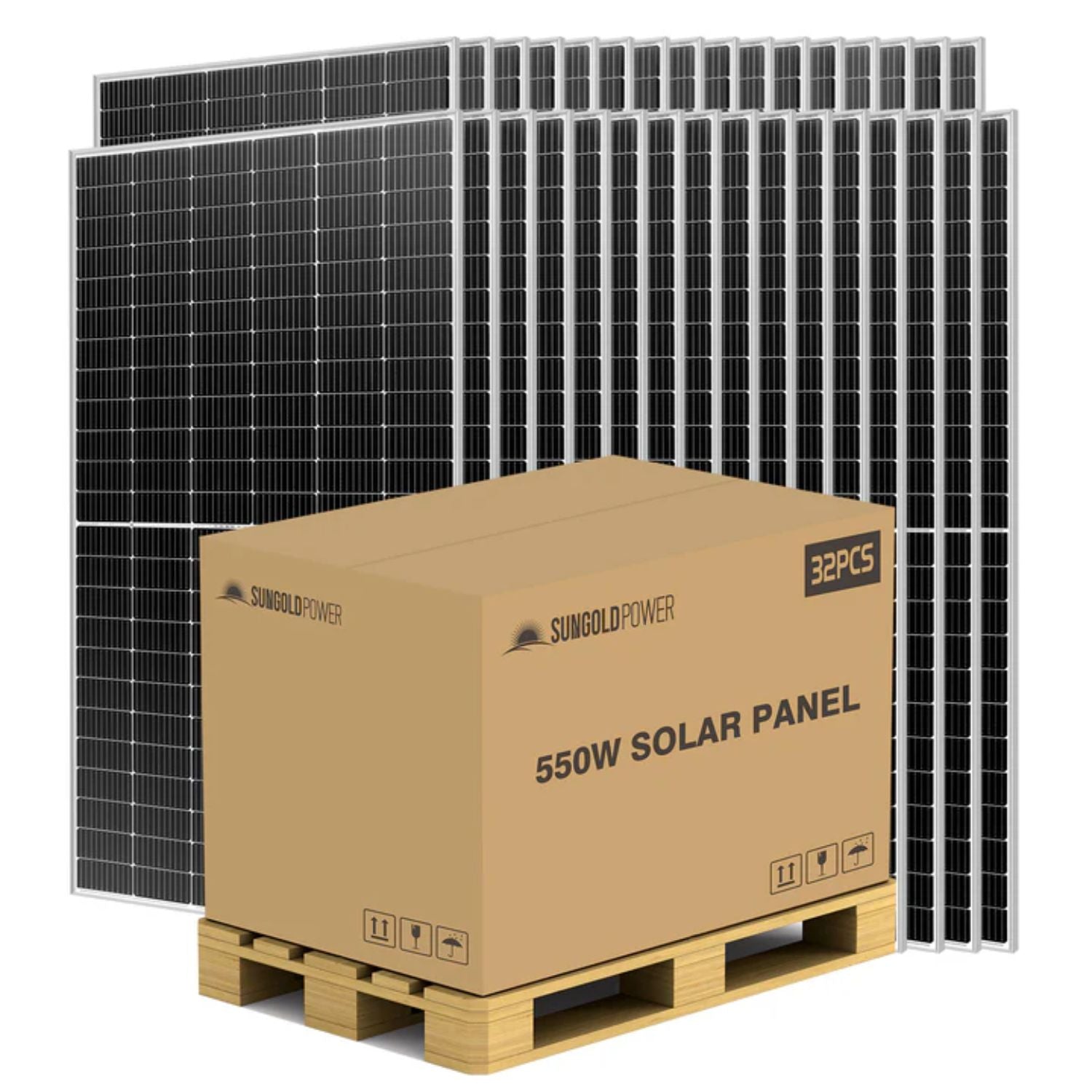 SunGold Power 550W Mono Perc Solar Panel Full Pallet (32 Panels)