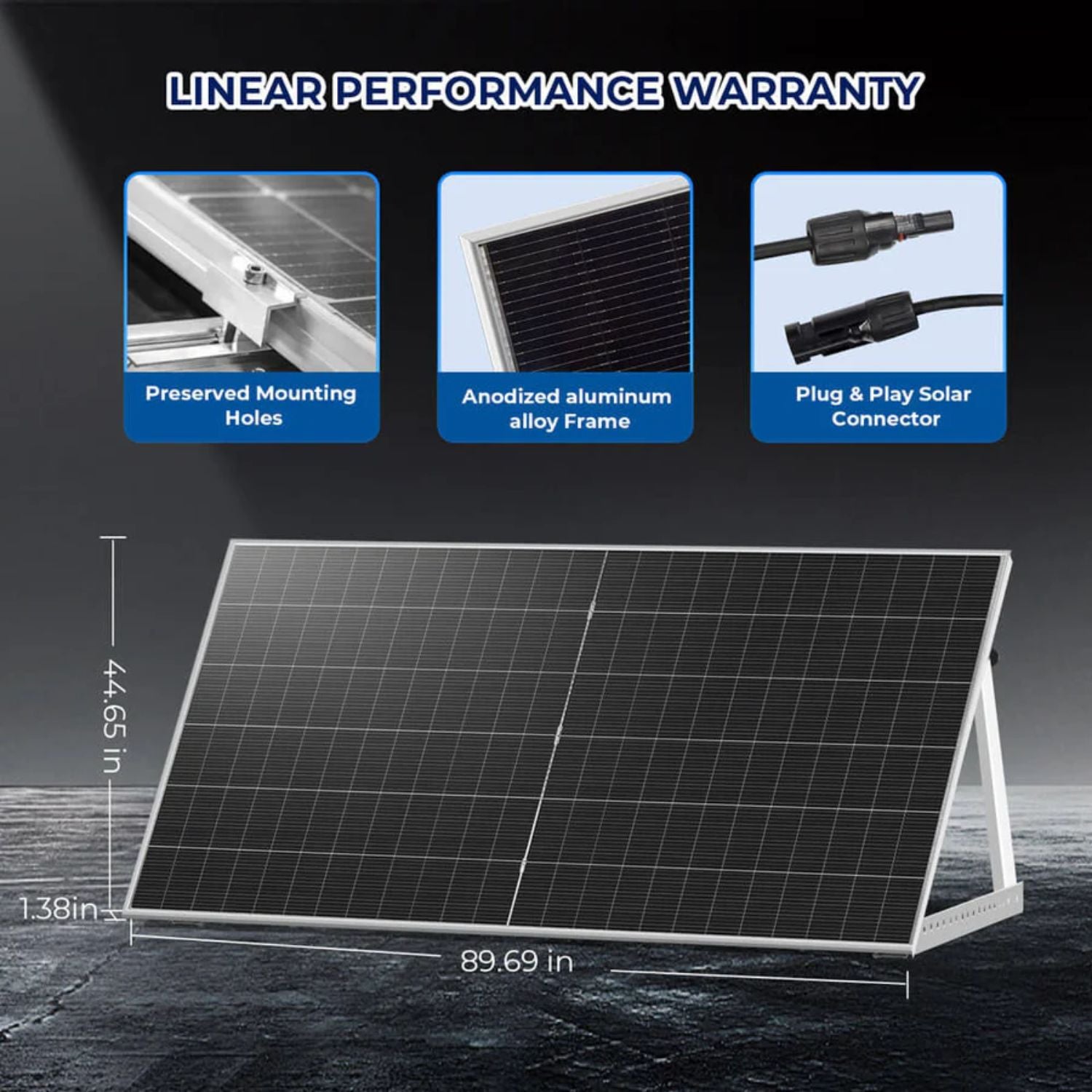 SunGold Power 590 Watt Bifacial Solar Panel  - Dimensions