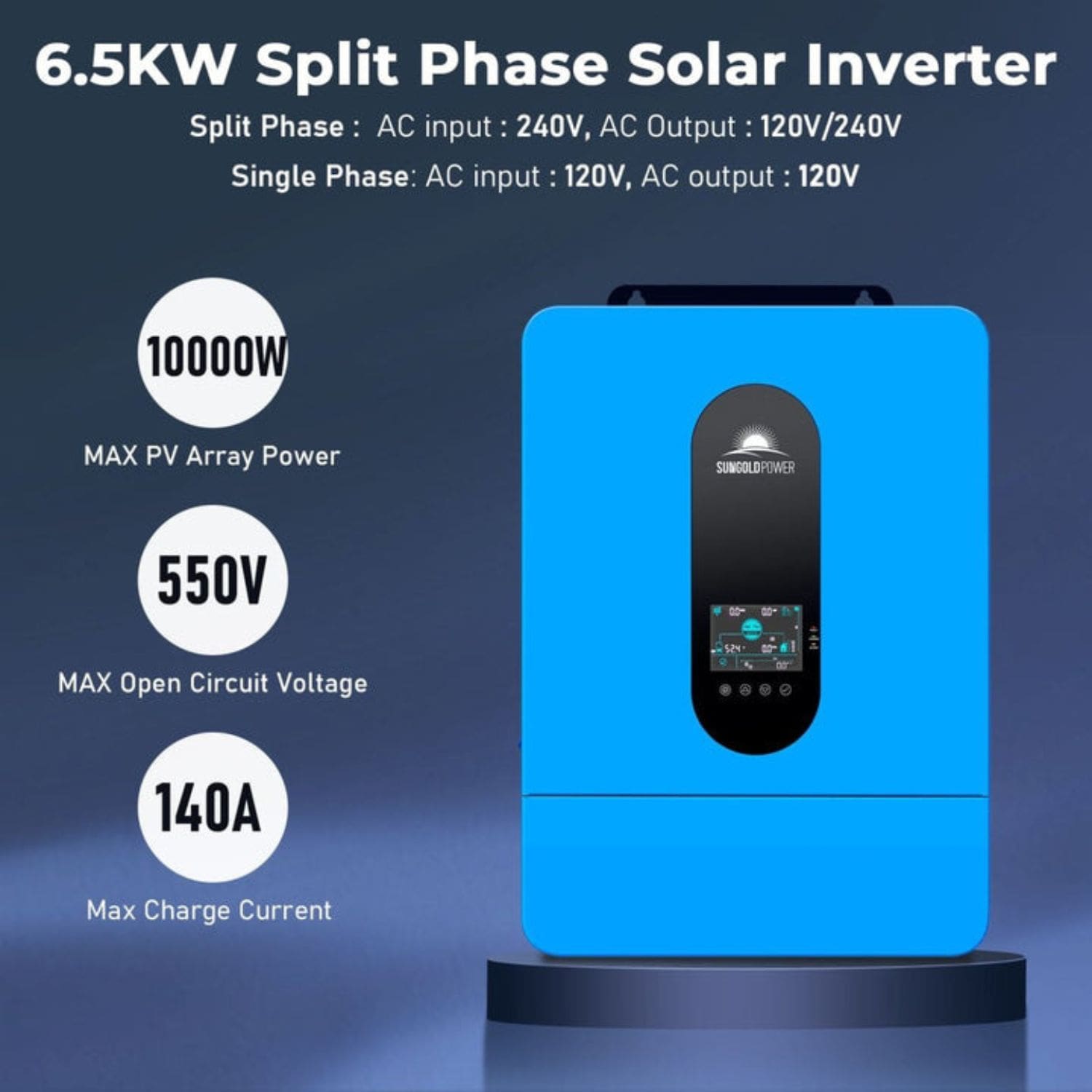 SunGold Power 6.5 KW Split Phase Solar Inverter