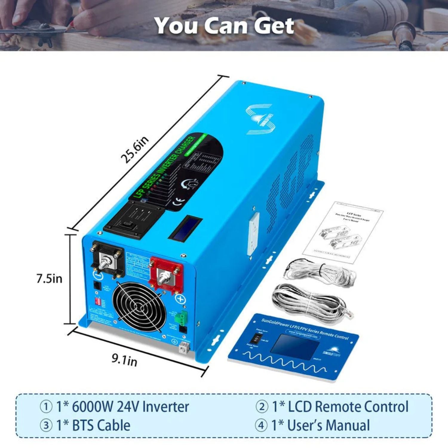 SunGold Power 6000W DC 24V Split Phase Pure Sine Wave Inverter With Charger dimensions