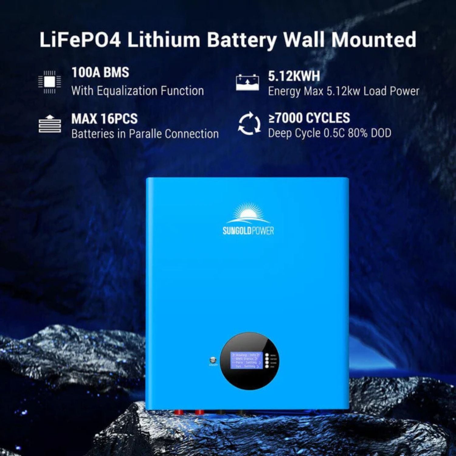 SunGold Power 6500W 48VDC Off-Grid Solar Kit - Lithium Battery Wall Mounted