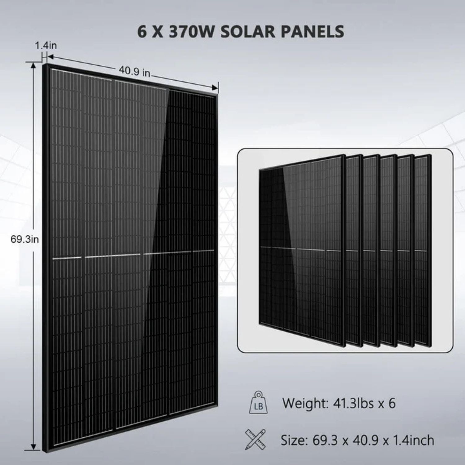 SunGold Power 6500W 48VDC Off-Grid Solar Kit - six 370W Solar Panels