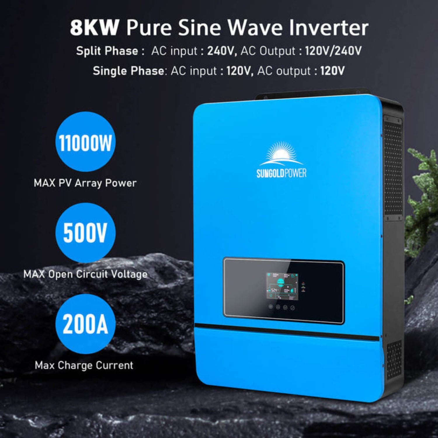 SunGold Power 8000W 48V Complete off Grid Solar Kit - 8KW Pure Sine Wave Inverter