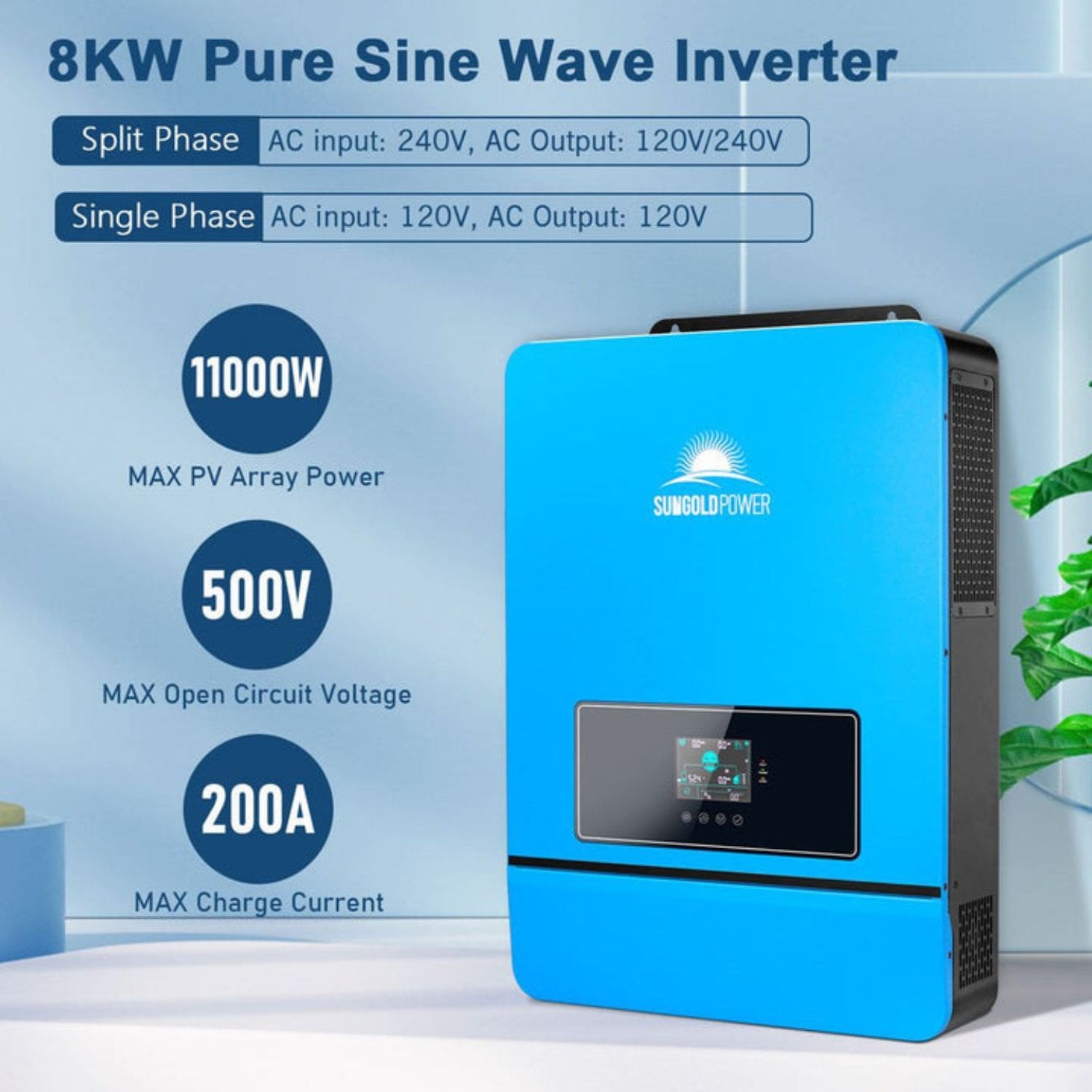 SunGold Power 8KW Pure Sine Wave Inverter Specs