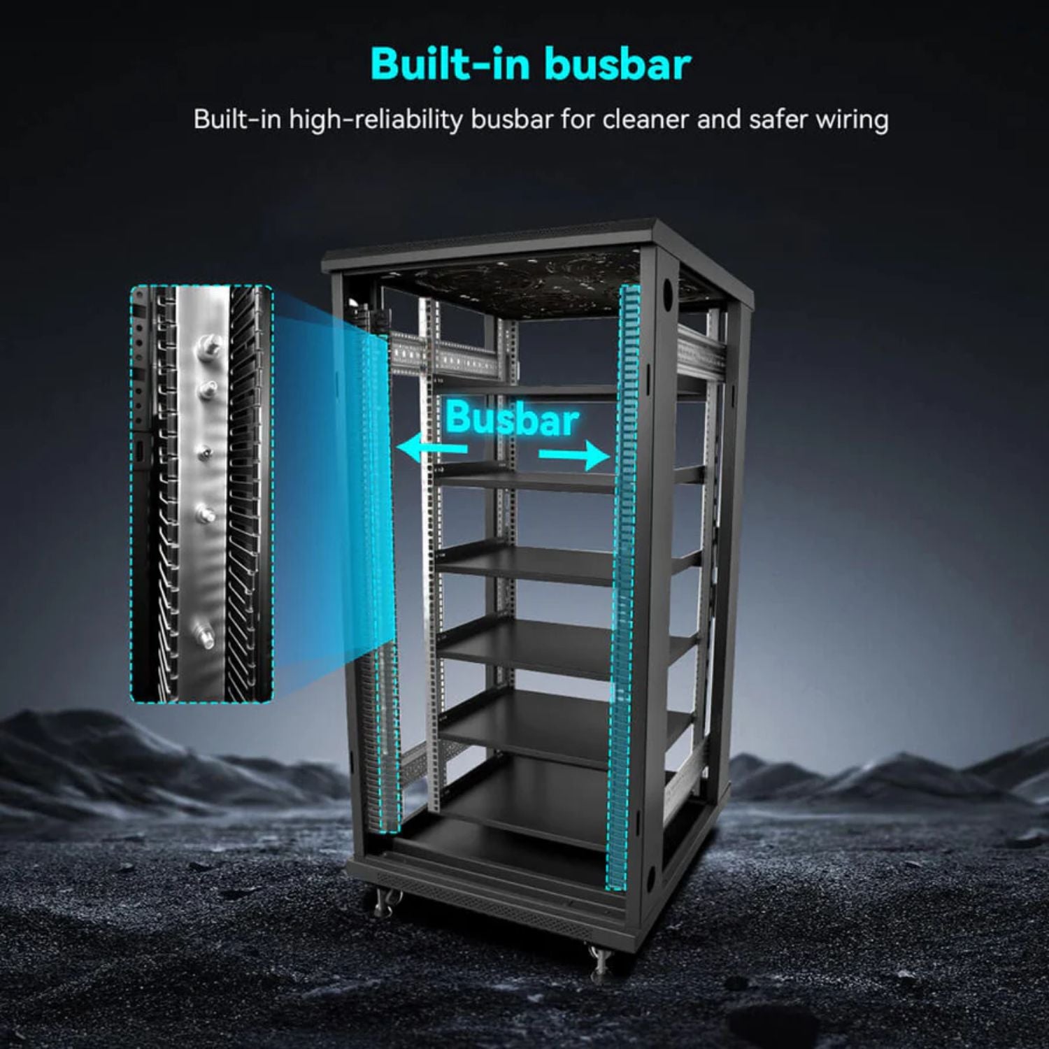 SunGold Power Enclosed Battery Cabinet 6 Slot with Bus Bar - Built in busbar