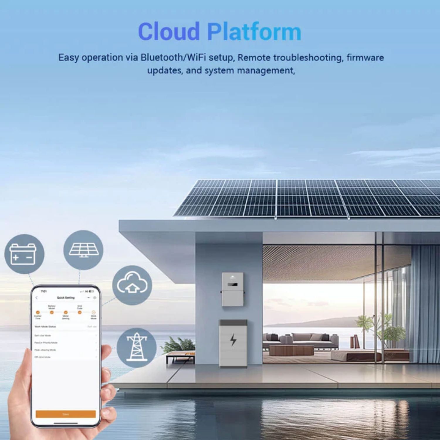 SunGold Power High Voltage 11.4KW Hybrid Split Phase Inverter Cloud Platform