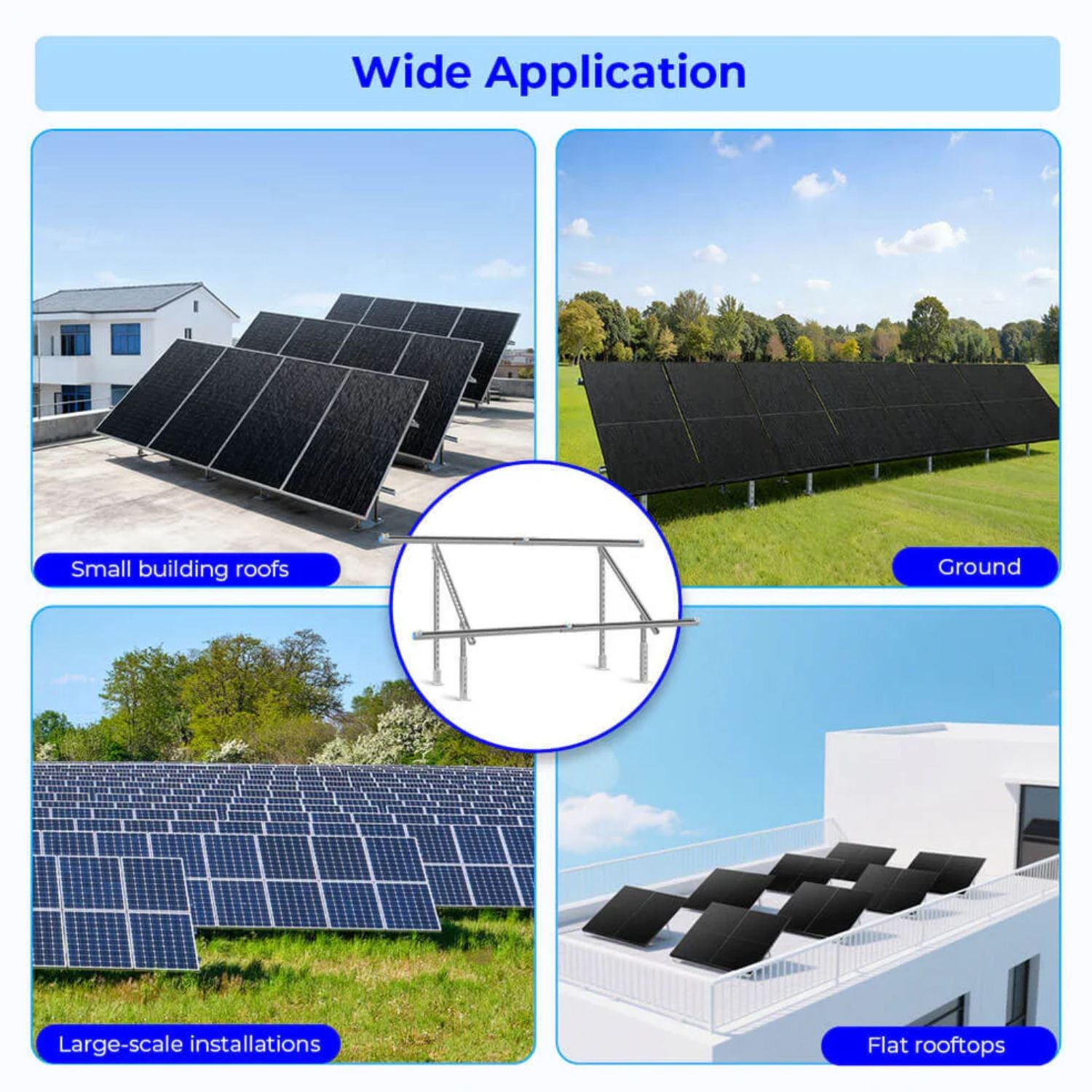 SunGold Power Modular & Expandable Ground Mount Brackets - Wide Application