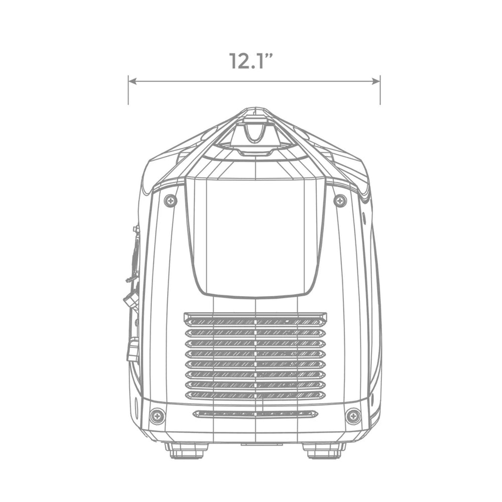 Technical drawing of a Firman W01781 Generator with dimensions labeled on a white background