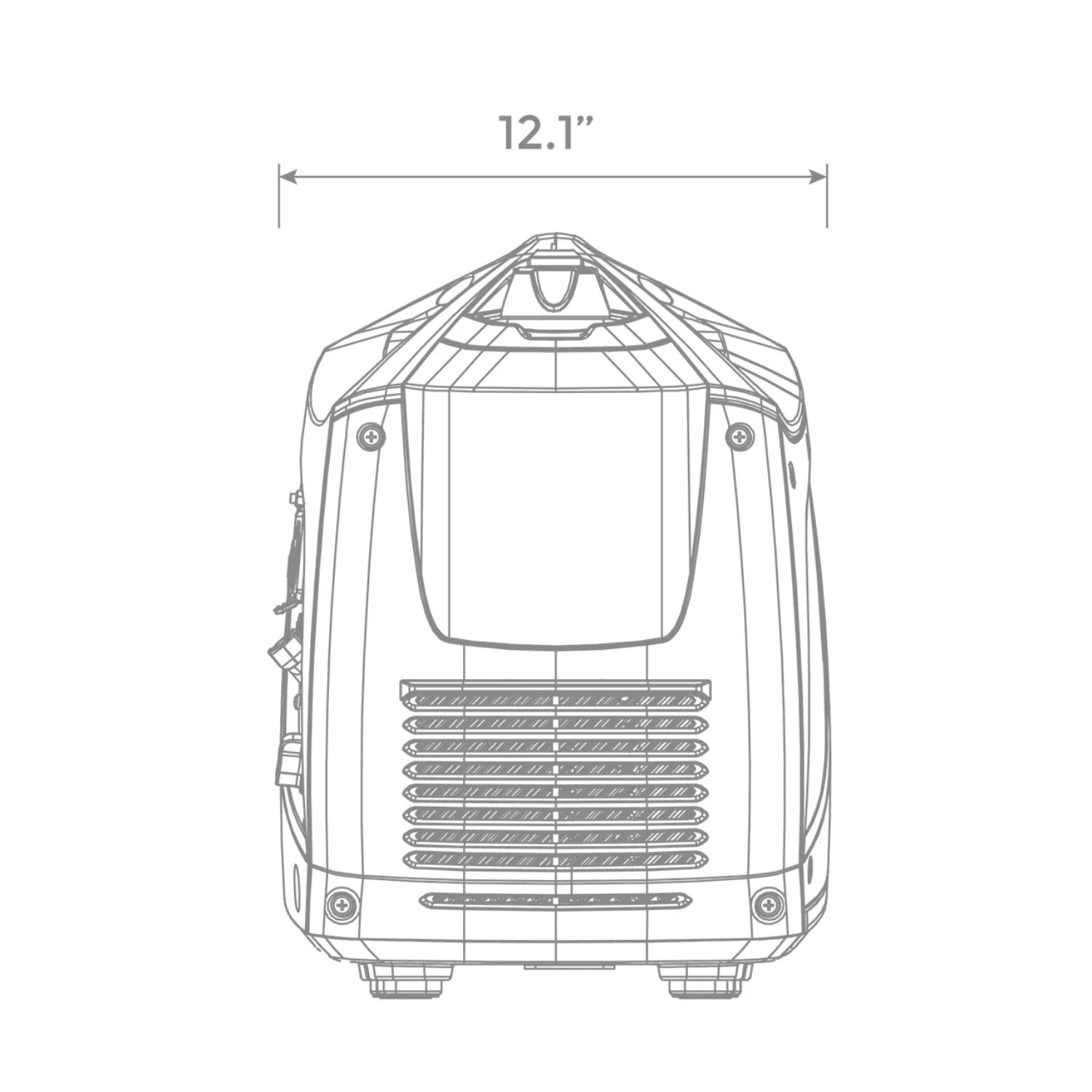 Technical drawing of a Firman W01781 Generator with dimensions labeled on a white background