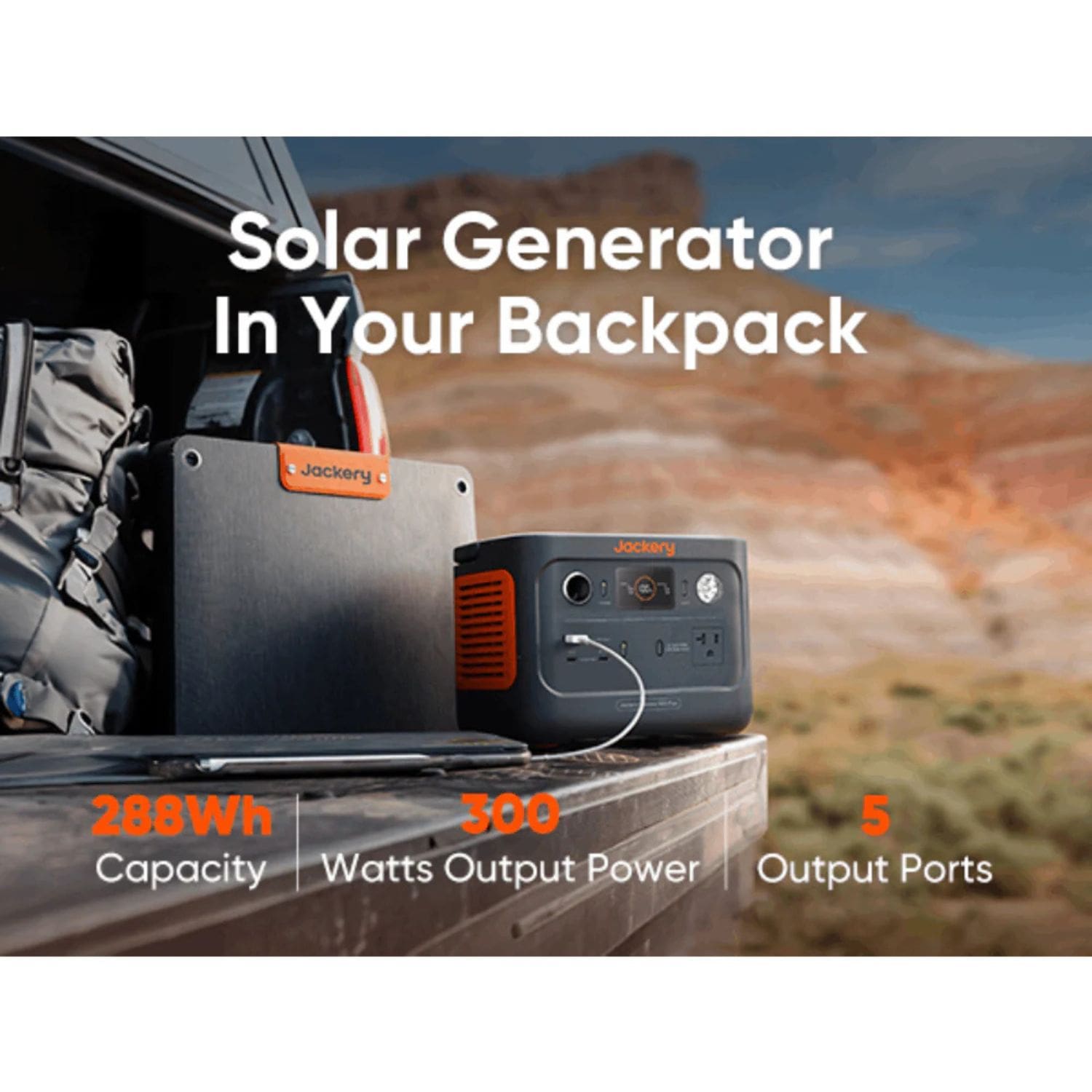 The Jackery Explorer 300 Plus Portable Power Station charging a laptop