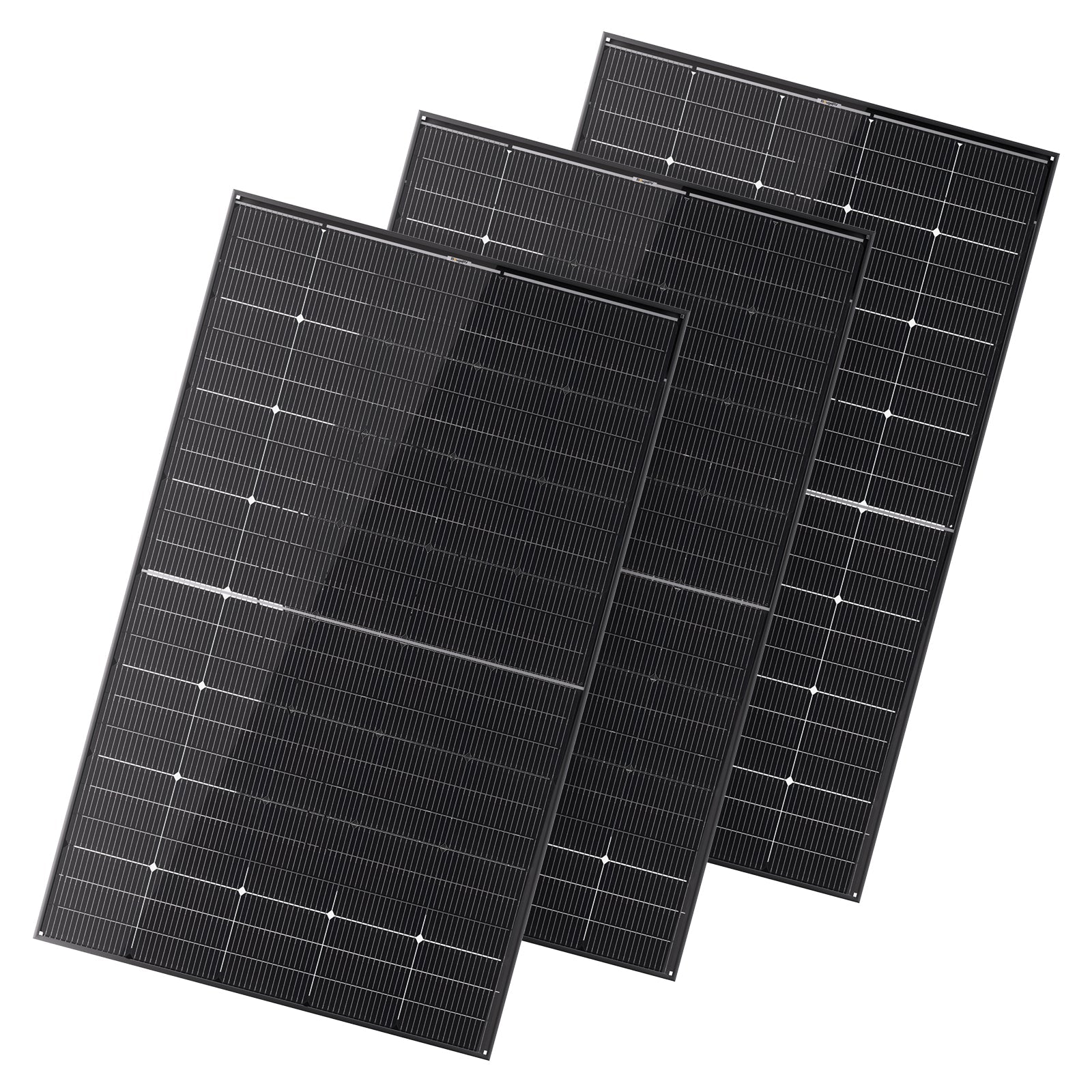 Three BougeRV 300 Watt N-Type Rigid Bifacial 16BB Mono Solar Panel