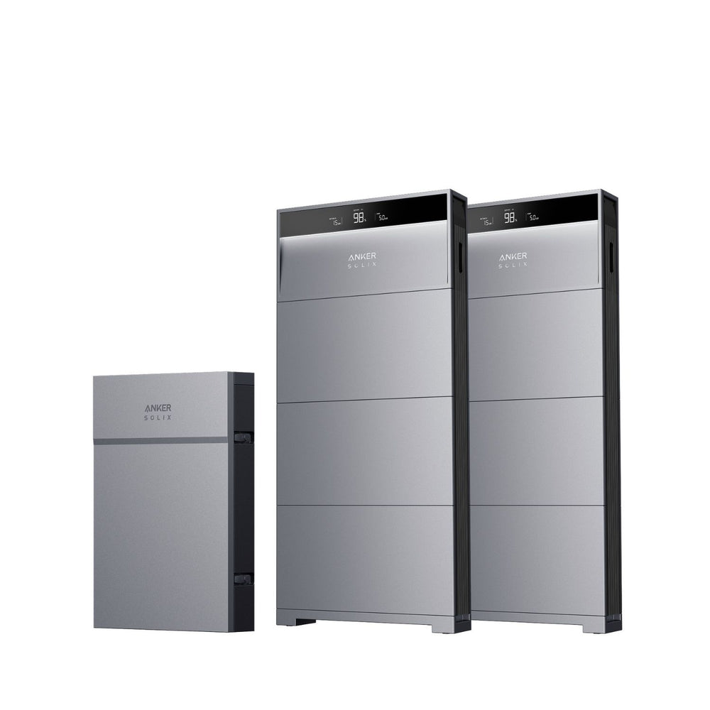 Two Anker Power Modules with six Anker Battery Modules and one Anker Backup Controller