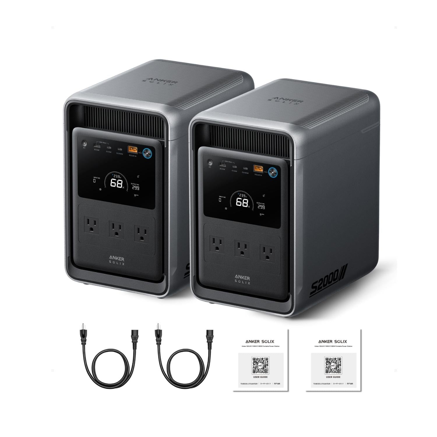 Two Anker SOLIX S2000 Power Stations WIth Inclusions