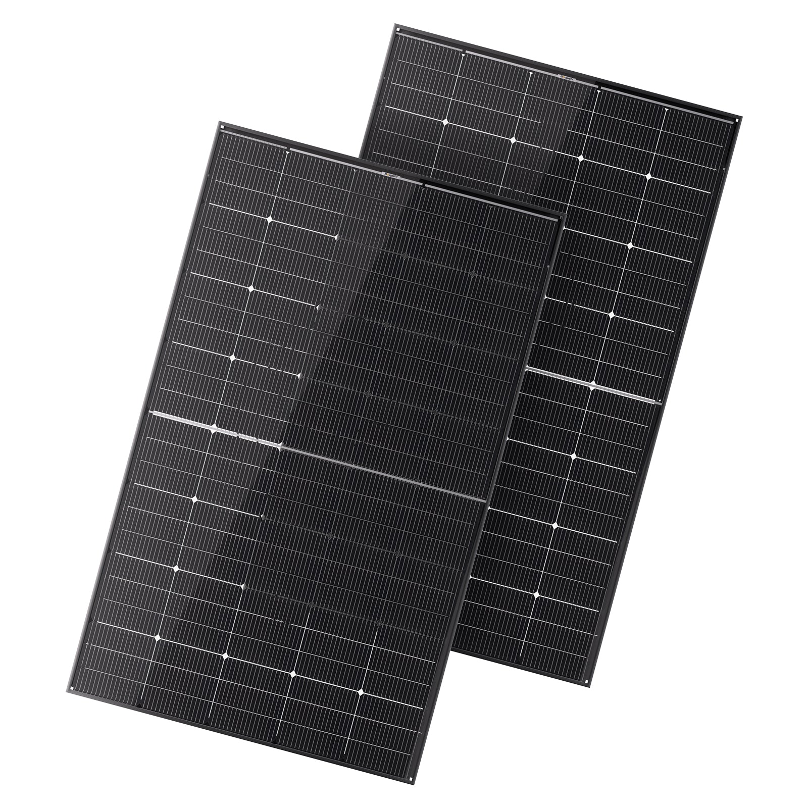 Two BougeRV 300 Watt N-Type Rigid Bifacial 16BB Mono Solar Panel