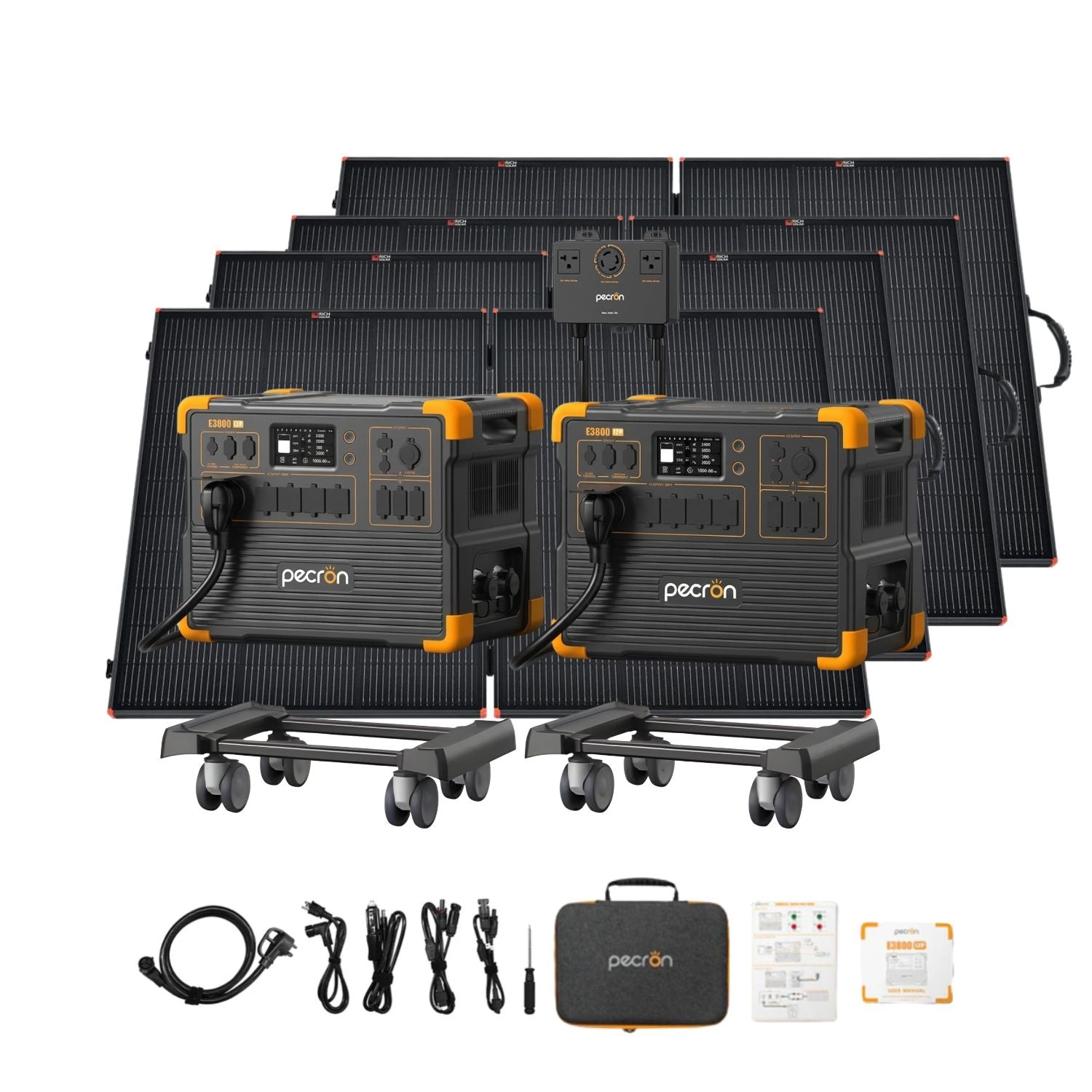Two Pecron E3800LFP Portable Power Station with four 200W solar panel