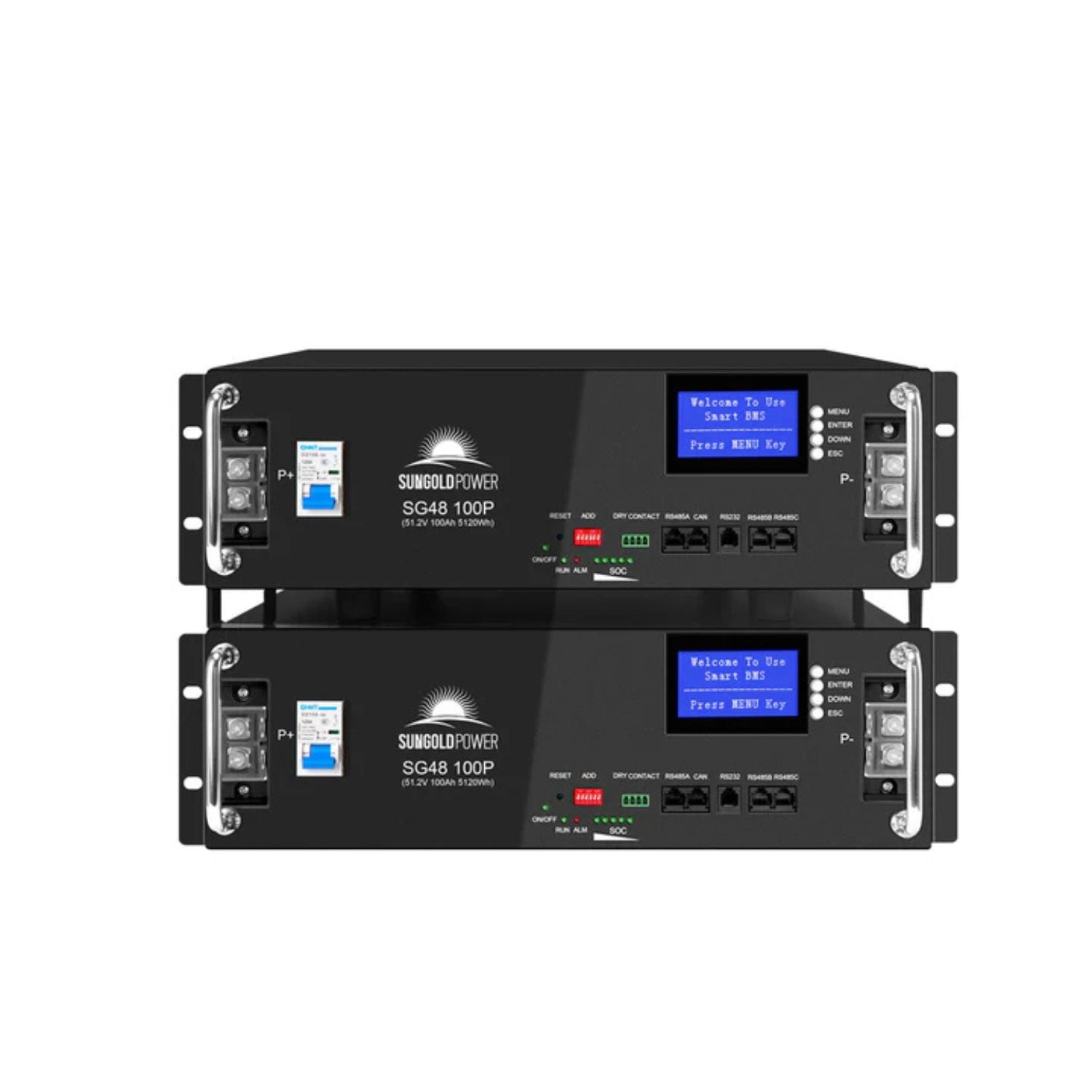 Two SunGold Power 51.2V 100AH Server Rack Lifepo4 Lithium Battery