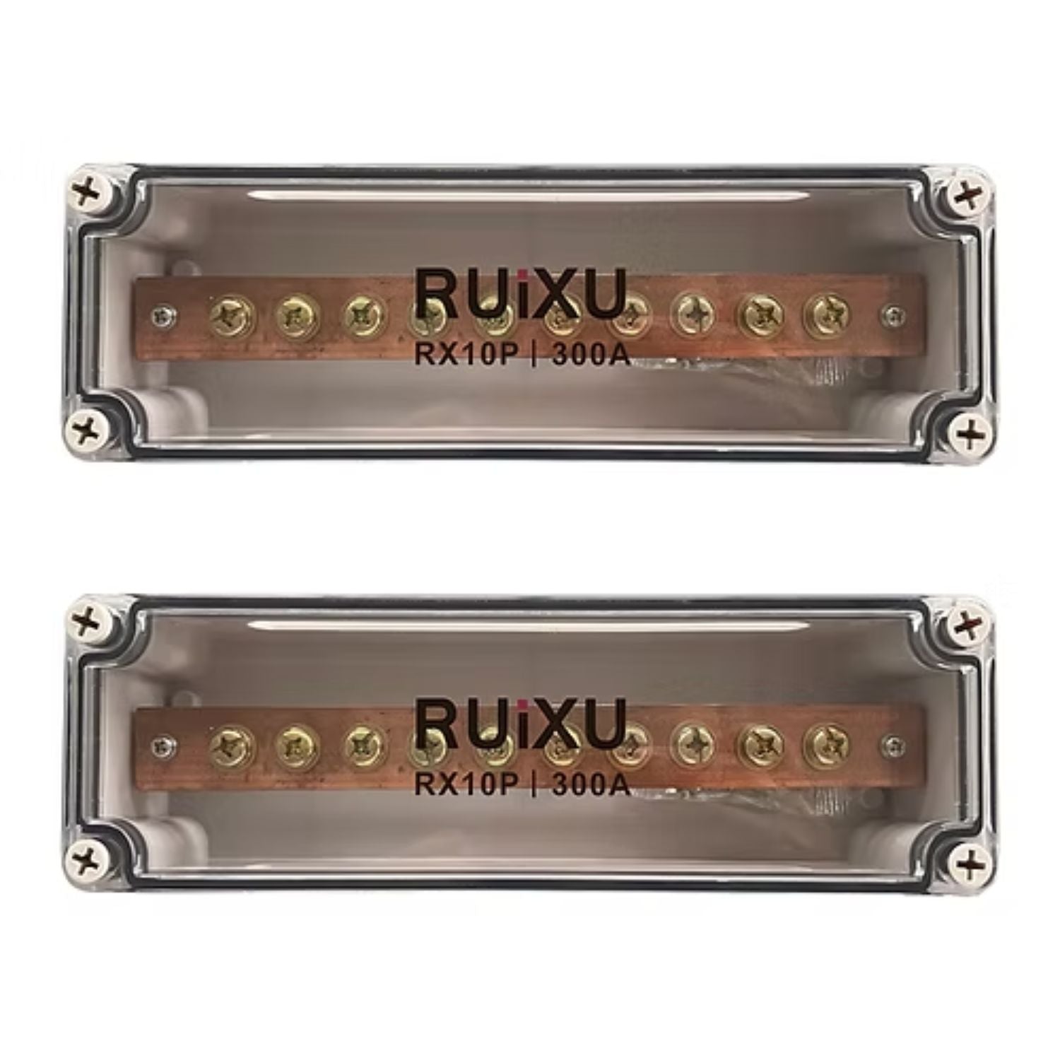 RUiXU RX10P Busbar | 10 x 5/16" (M8) Terminal Studs | 300A | One Pair