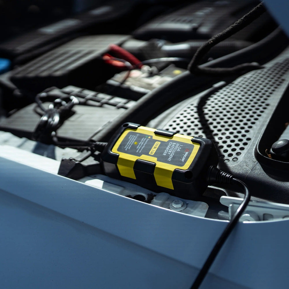 Wagan 1.5A Intelligent Battery Charger On A Car Engine