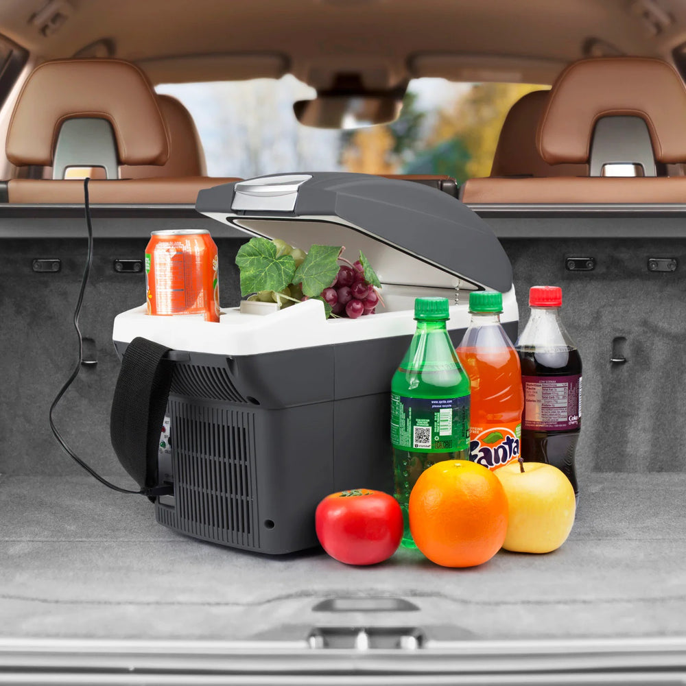 Wagan 6 Quart Personal Fridge/Warmer With Drinks And Snacks In A Car Trunk