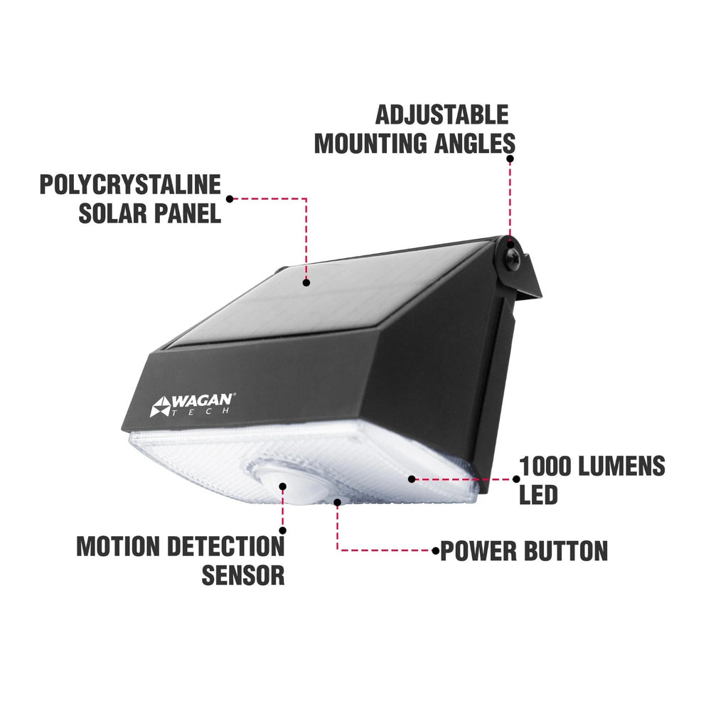 Wagan Tech 1000 Lumen Solar Wall Light Features