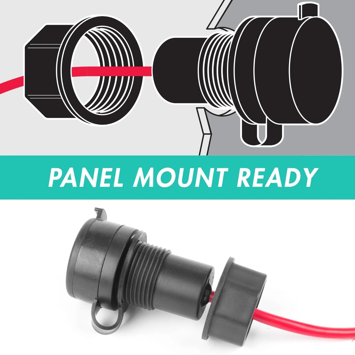 Wagan Tech 12V/24V DC Socket Extension Panel Mount