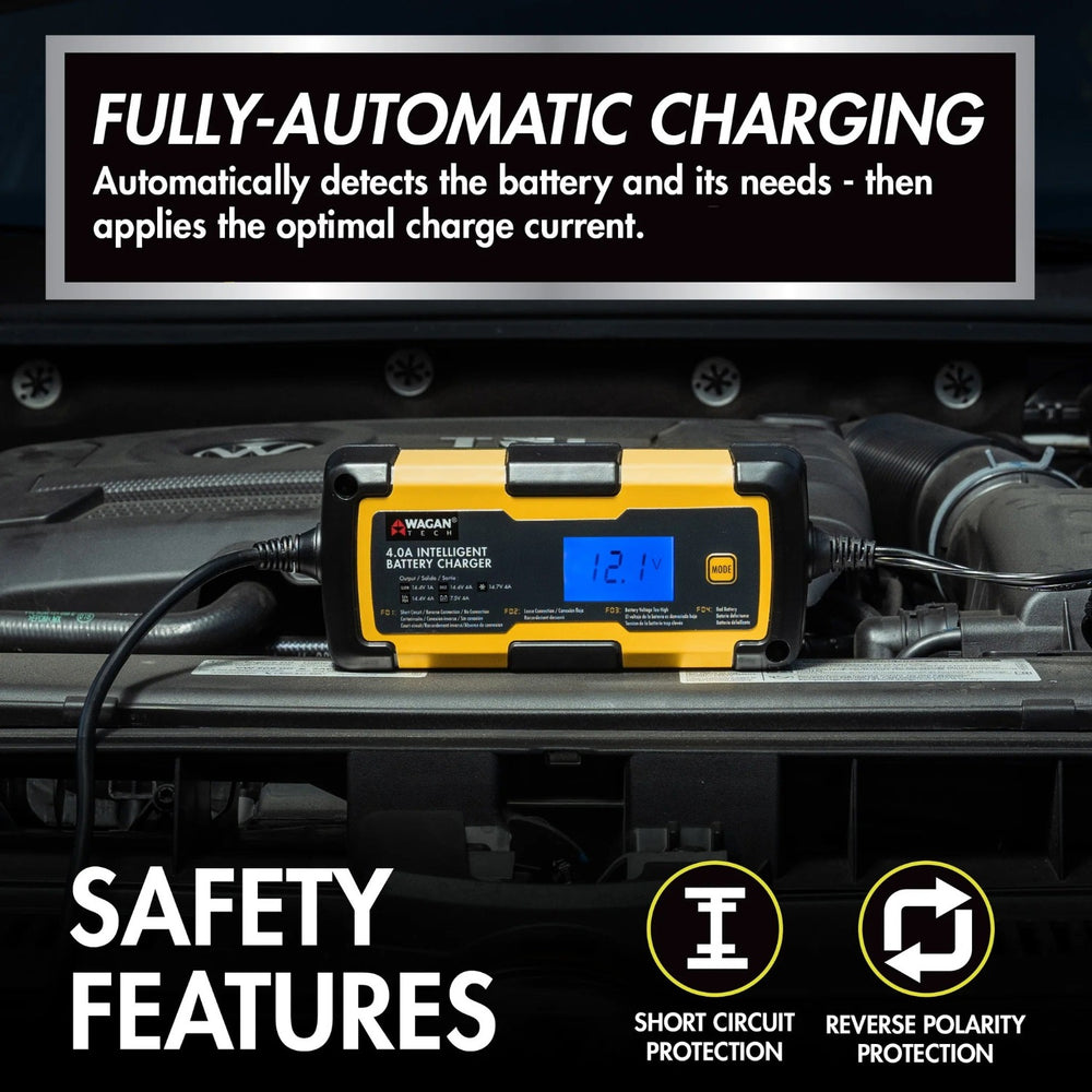 Wagan Tech 4.0A Intelligent Battery Charger Auto Charging 