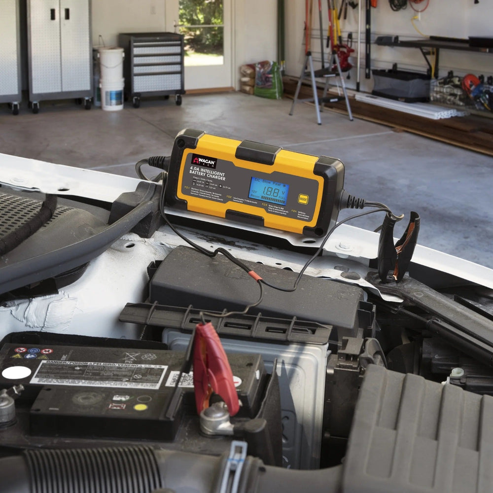 Wagan Tech 4.0A Intelligent Battery Charger In A Garage