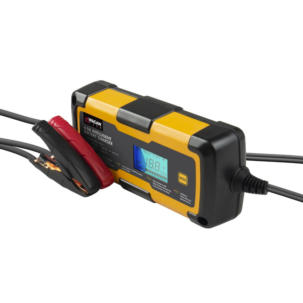 Wagan Tech 4.0A Intelligent Battery Charger With Clamps