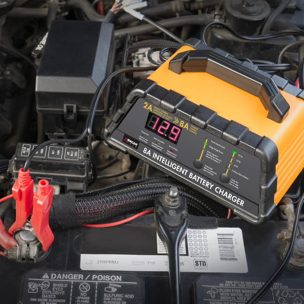 Wagan Tech 8.0A Intelligent Battery Charger With A Car Engine