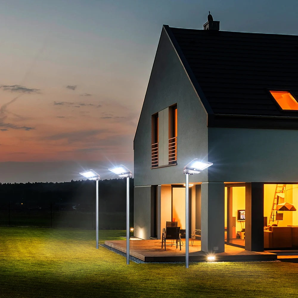 Wagan Tech Solar + LED Floodlight 1600 In A Backyard