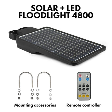 Wagan Tech Solar + LED Floodlight 4800 With Mounting Accessories And Remote Control
