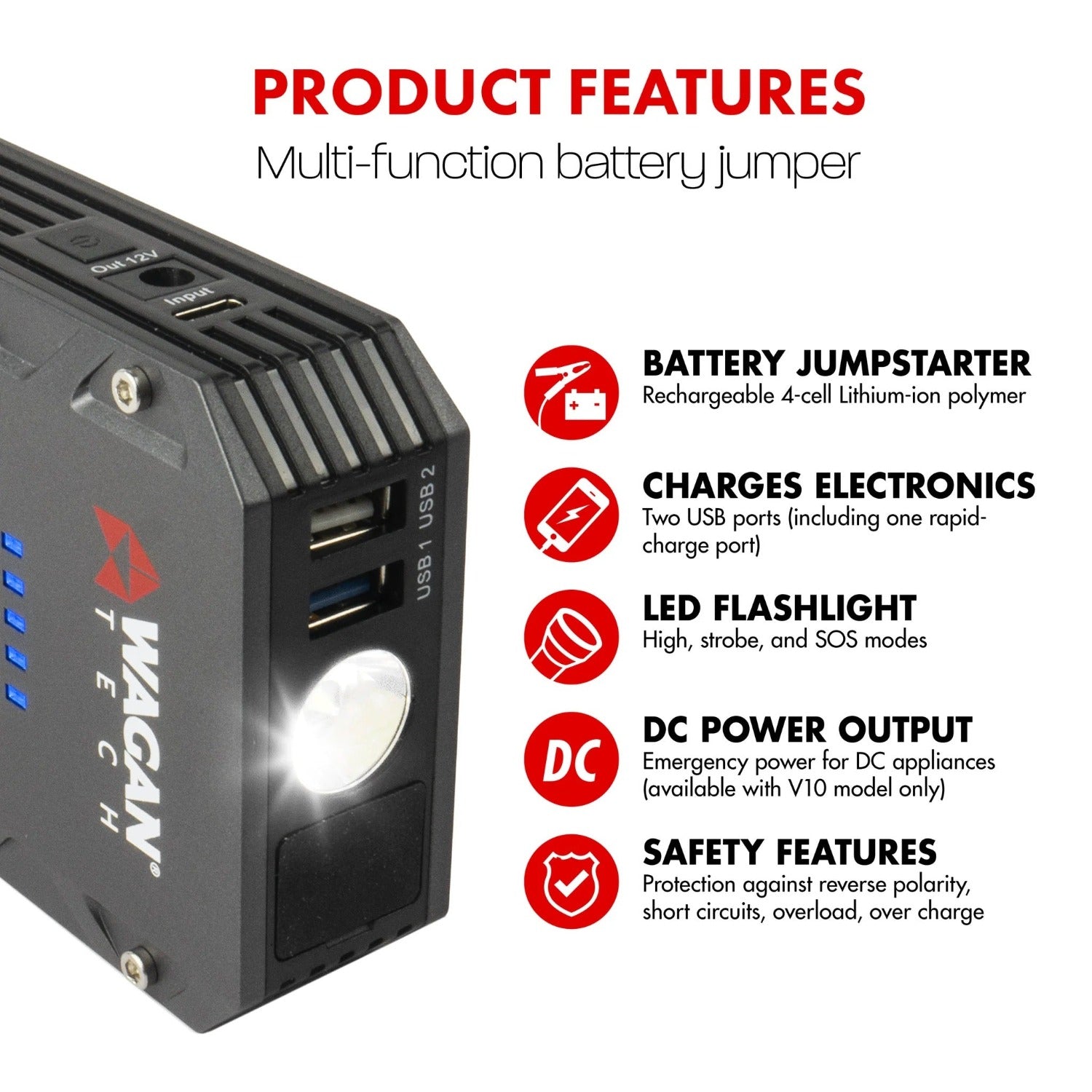 Wagan Tech iOnBoost™ V10 TORQUE Features