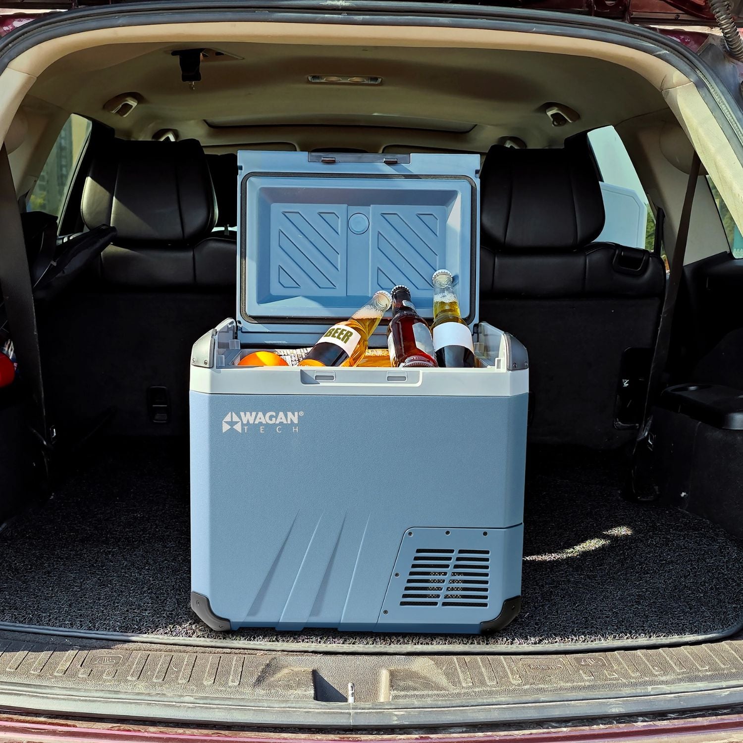 Wagan 18L Travel Fridge at the back of the car