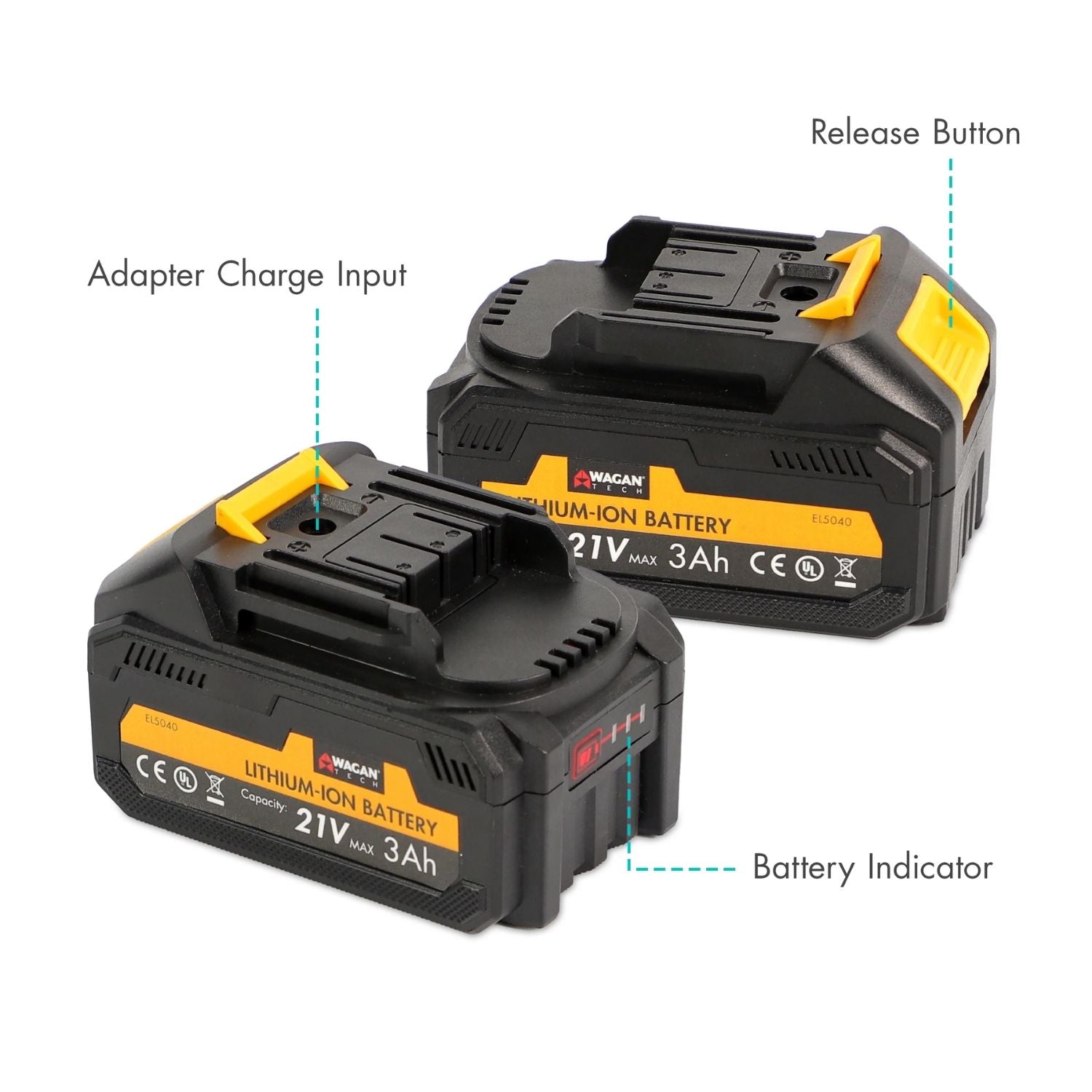 Wagan Lithium-Ion Battery 21V 3A features