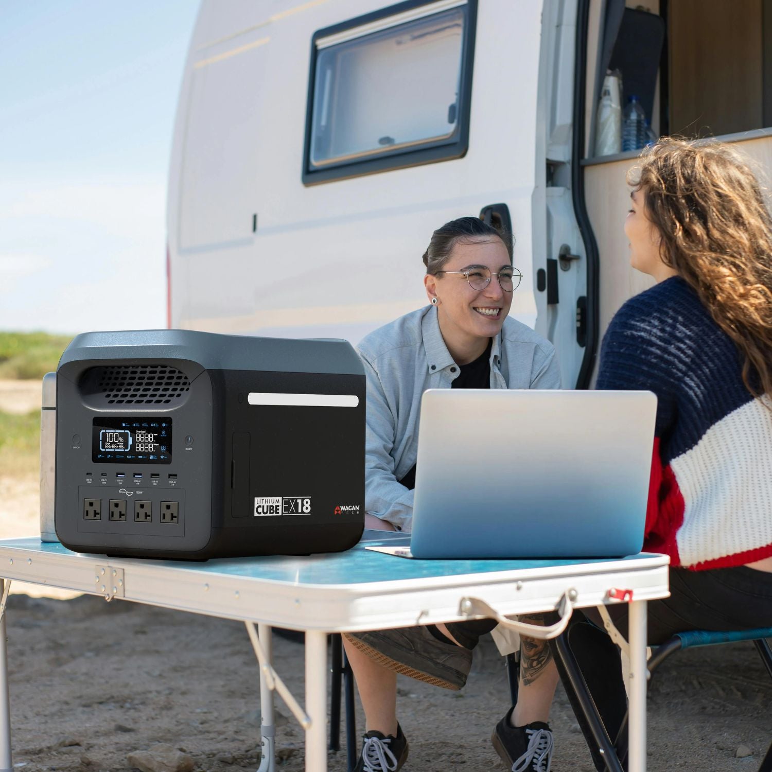 Wagan Lithium Cube™ EX18 in the table with two person talking
