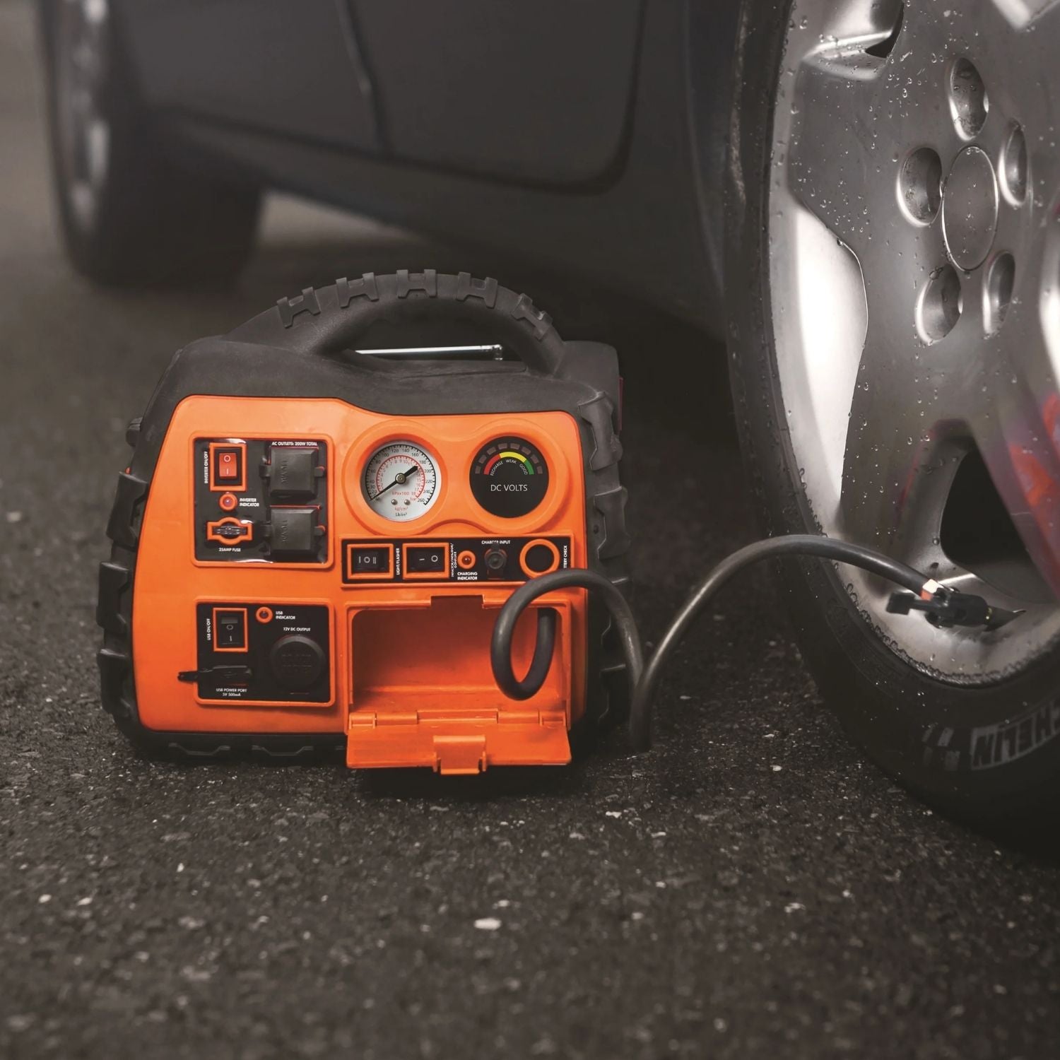Wagan Power Dome™ NX2 is used to inflate vehicle tires.
