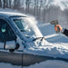 Wagan iOnBoost™ V8 Jet is used to clear snow from the windshield.
