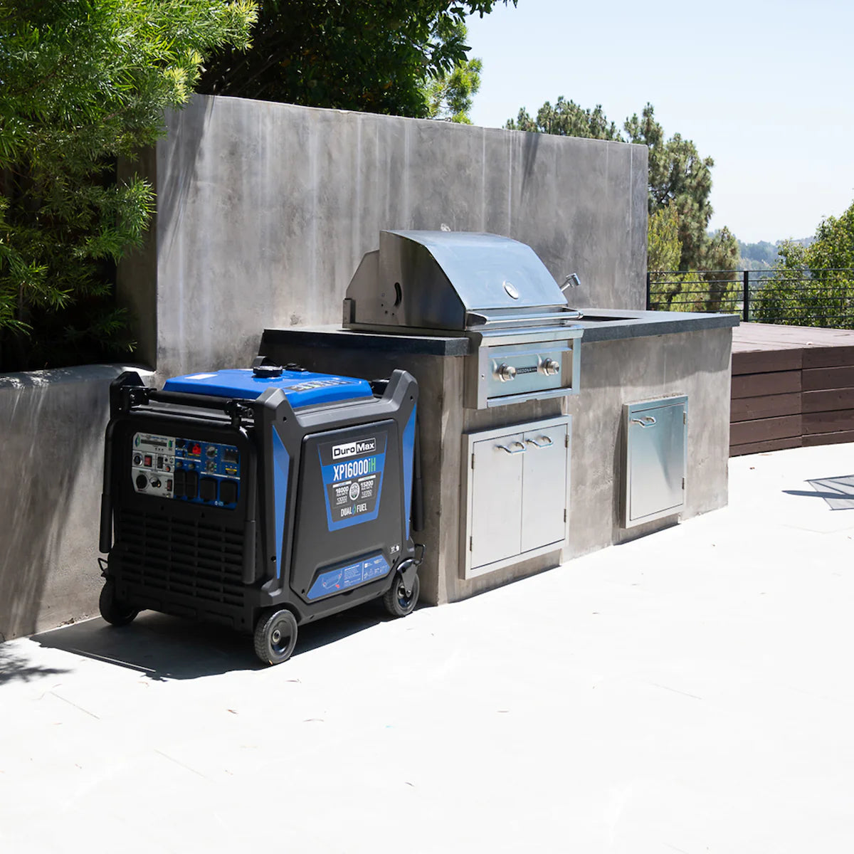 DuroMax XP16000iH Generator Outdoors Powering A Grill