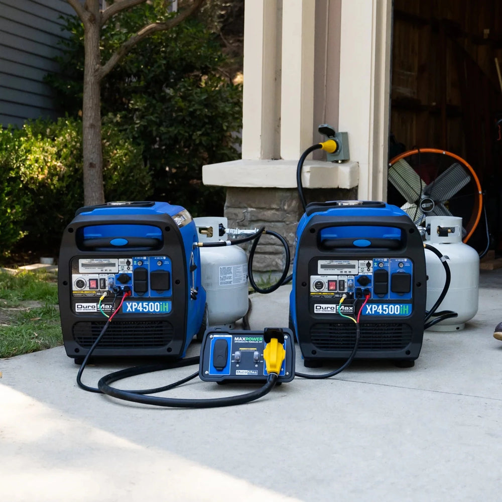 DuroMax Inverter Parallel Kit for XP4500iH On A Driveway Connecting Two Generators