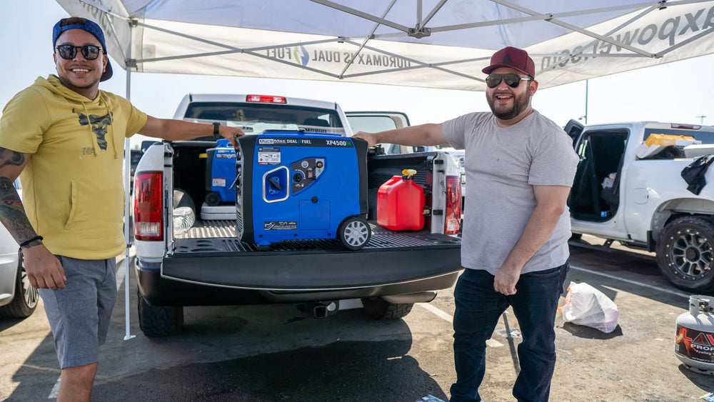 DuroMax XP4500iH Generator On The Bed Of A Truck At An Expo