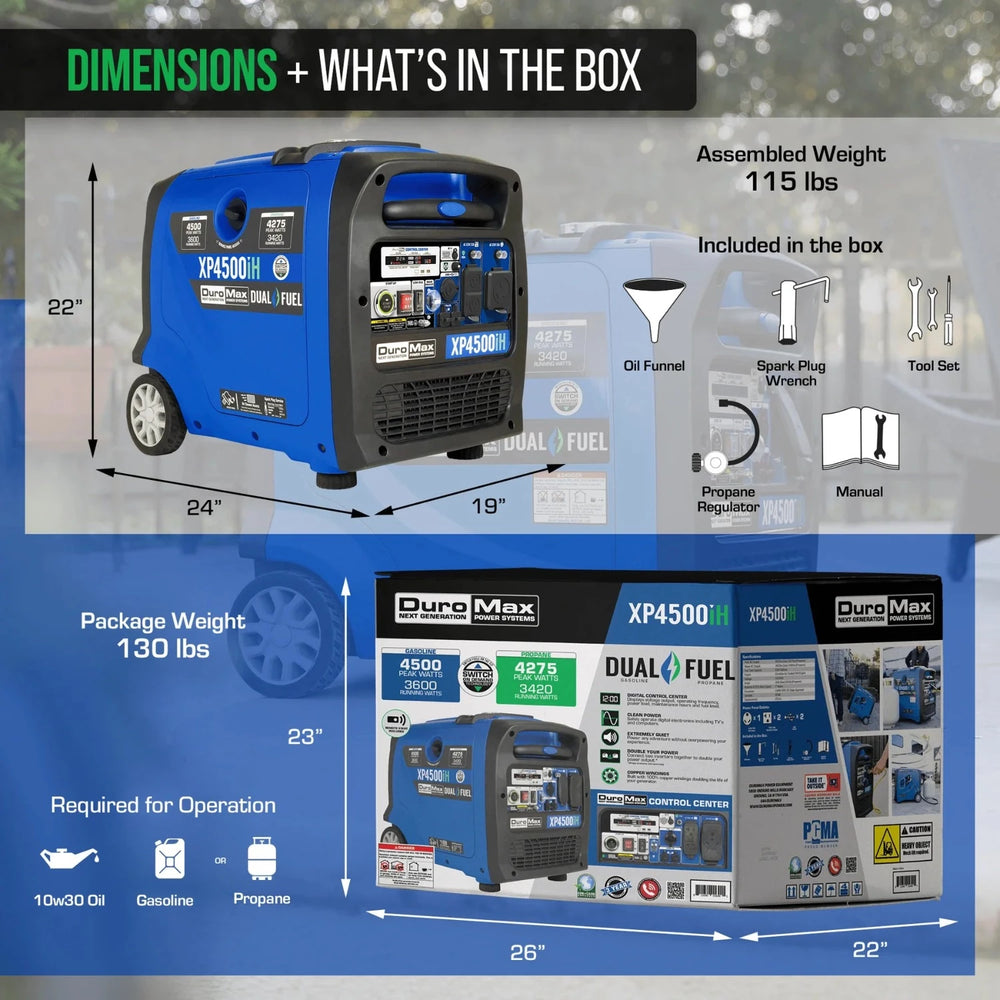 DuroMax XP4500iH Generator Dimensions + What's Included