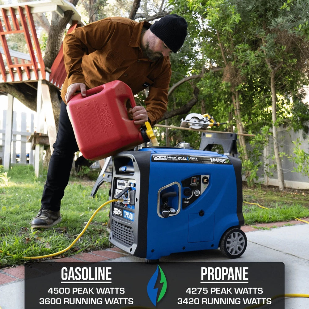 The DuroMax XP4500iH Generator Can Be Powered With Gasoline Or Propane
